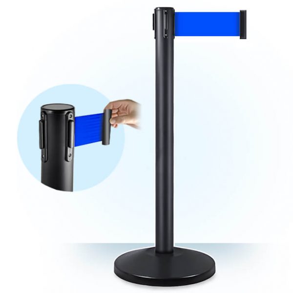 3inch blue retractable belt barrier